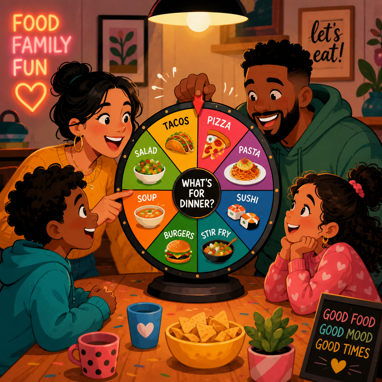 Family dinner with simple plain foods for picky eaters like pasta chicken and toast